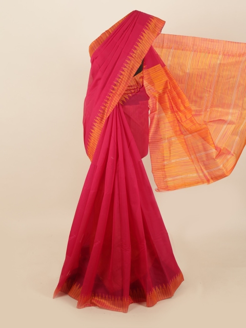 

Pothys Pink & Orange Silk Cotton Saree