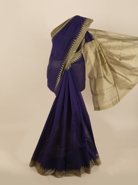 

Pothys Blue & Grey Silk Cotton Saree