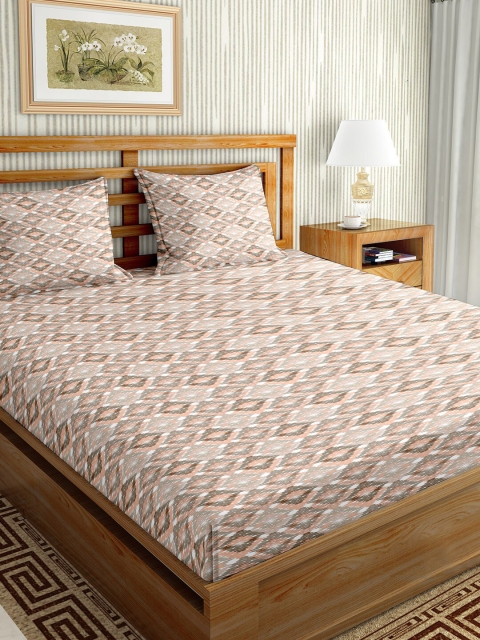 

BELLA CASA Brown & Grey 180 TC King Bedsheet with 2 Pillow Covers