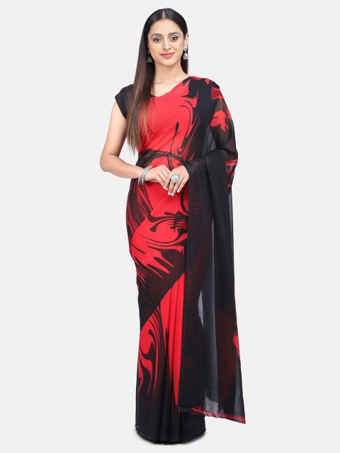 

Mirraw Black & Red Pure Chiffon Saree