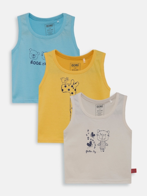 

Aomi Kids Pack of 3 Printed Sleeveless T-shirt, Blue