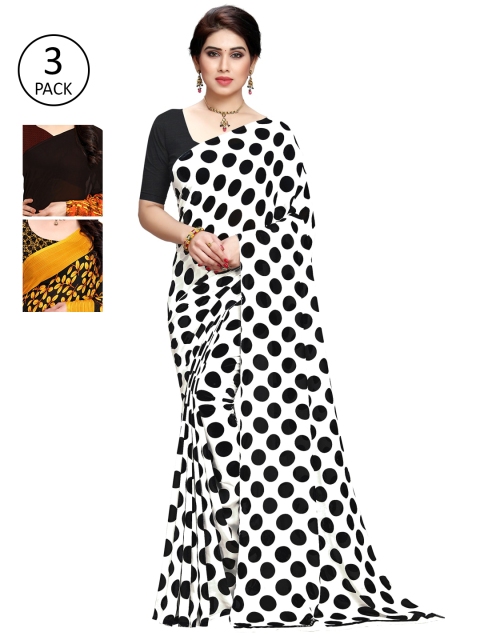 

KALINI Pack Of 3 Printed Saree, White
