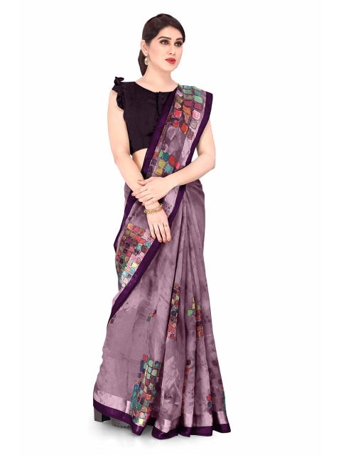

KALINI Women Violet & Multicolored Printed Poly Cotton Saree