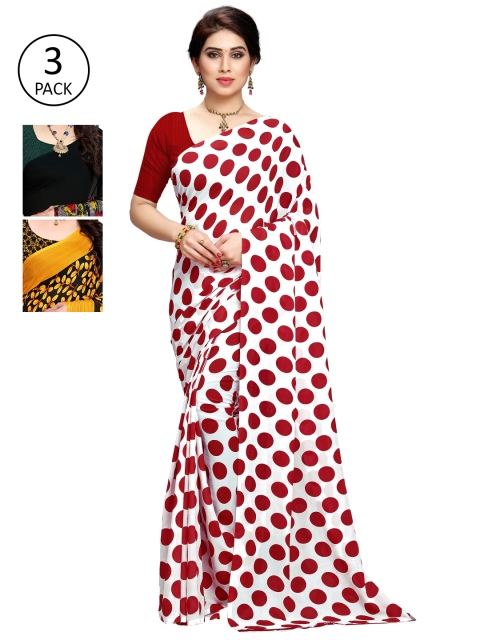 

KALINI Pack Of 3 Multicoloured Poly Georgette Sarees, Multi