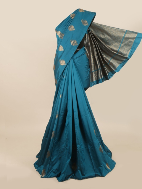 

Pothys Blue & Golden Ethnic Motifs Woven Design Saree