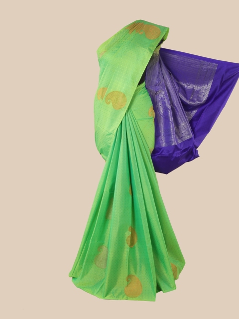 

Pothys Green & Blue Paisley Zari Pure Silk Kanjeevaram Saree