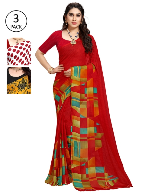 

KALINI Pack of 3 Printed Sarees, Multi