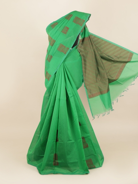 

Pothys Green & Brown Silk Cotton Saree