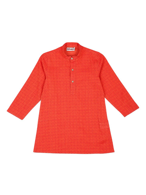 

Fabindia Boys Red Woven Design Cotton A-Line Kurta