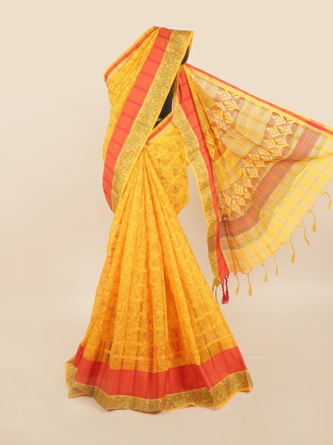 

Pothys Yellow & Red Paisley Bagh Saree