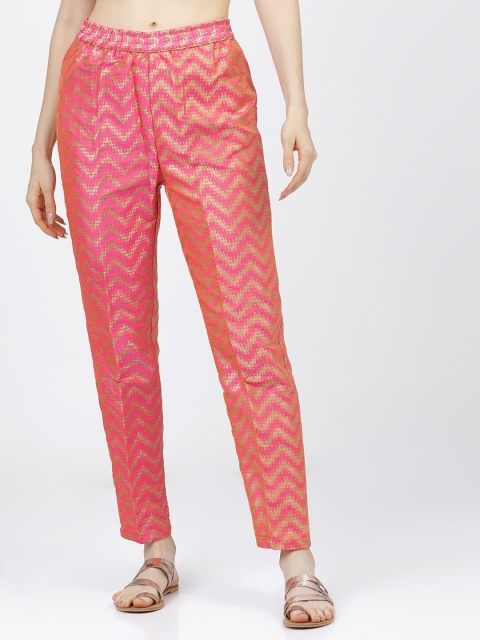 

Vishudh Women Pink & Gold-Toned Printed Ethnic Palazzos