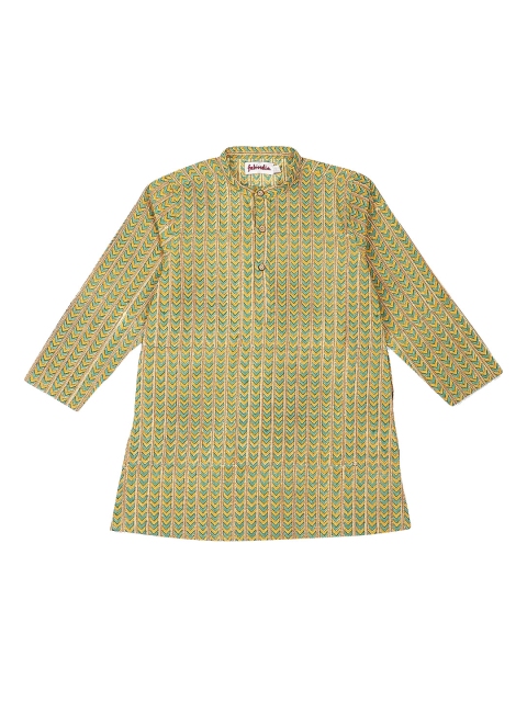 

Fabindia Boys Green Geometric Printed Kurta