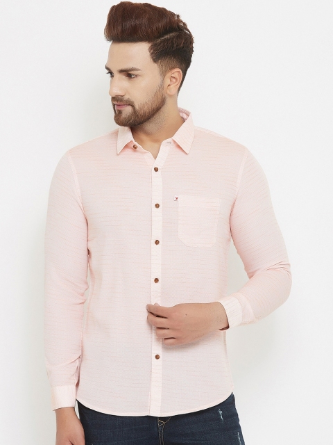 

Canary London Men Pink Slim Fit Horizontal Stripes Casual Shirt
