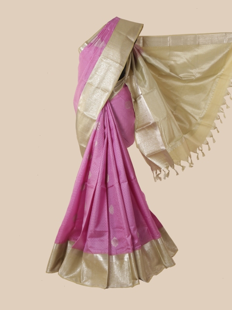 

Pothys Lavender & Silver-Toned Pure Silk Kanjeevaram Saree