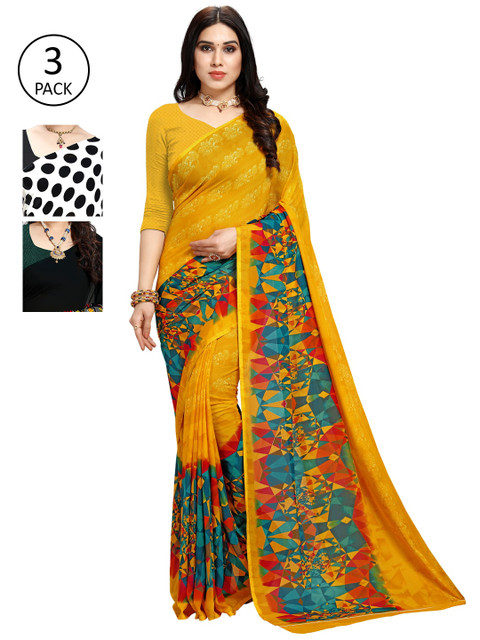 

KALINI Pack of 3 Printed Sarees, Multi