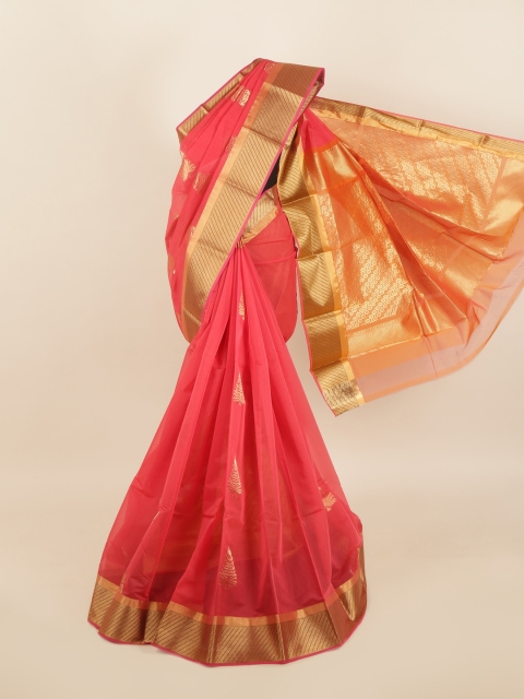 

Pothys Pink & Golden Ethnic Motif Woven Design Zari Saree