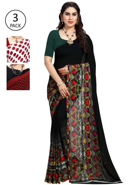 

KALINI Pack of 3 Printed Sarees, Multi