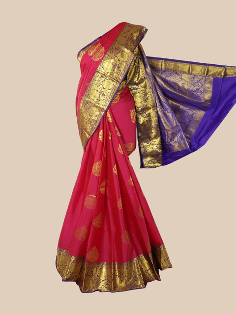 

Pothys Pink & Gold-Toned Woven Design Zari Pure Silk Kanjeevaram Saree