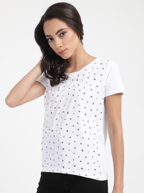 

V2 Value & Variety White Printed Cotton Regular Top