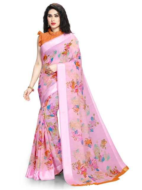 

KALINI Pink & Multicoloured Floral Zari Bagh Saree