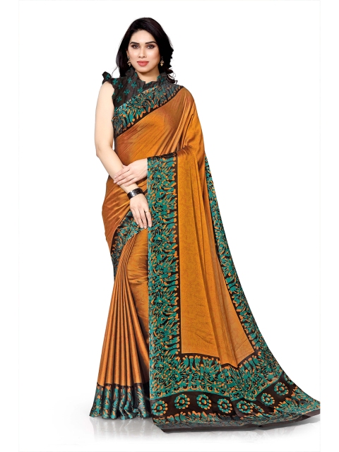 

KALINI Orange & Black Printed Chiffon Saree