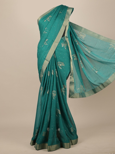 

Pothys Green & Gold-Toned Woven Design Saree