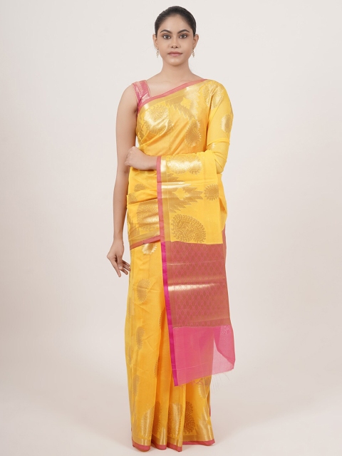 Pothys Yellow & Pink Woven Design Zari Tissue Saree
