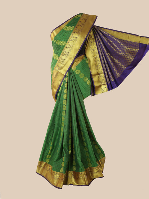 

Pothys Green & Blue Woven Design Pure Silk Kanjeevaram Saree
