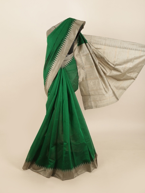 

Pothys Green & Beige Solid Saree