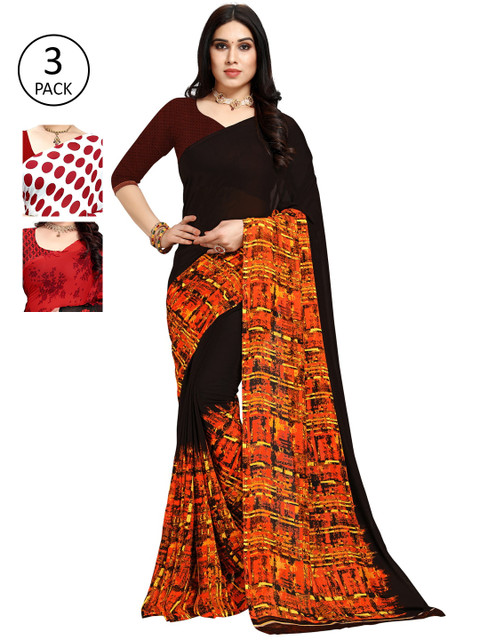 

KALINI Pack of 3 Printed Sarees, Multi