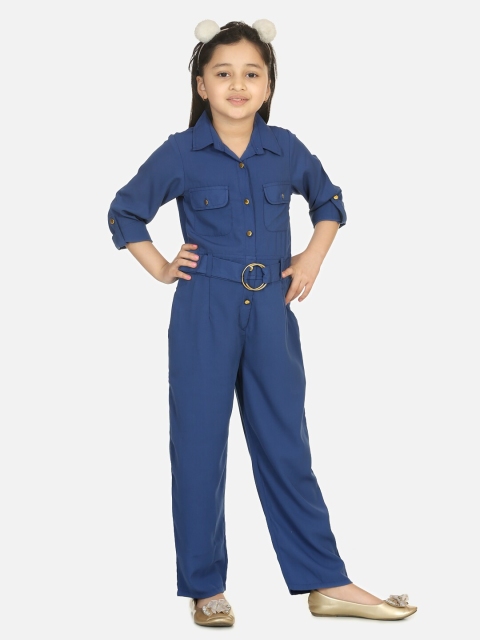 

LilPicks Girls Blue Basic Jumpsuit