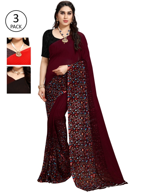 

KALINI Pack Of 3 Multicoloured Poly Georgette Sarees, Multi