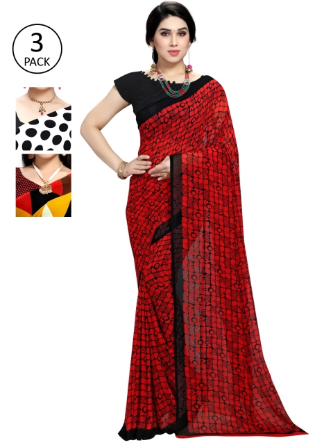 

KALINI Pack of 3 Printed Sarees, Multi