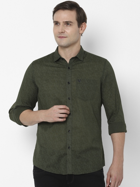 

Allen Solly Men Olive Green Slim Fit Printed Casual Shirt