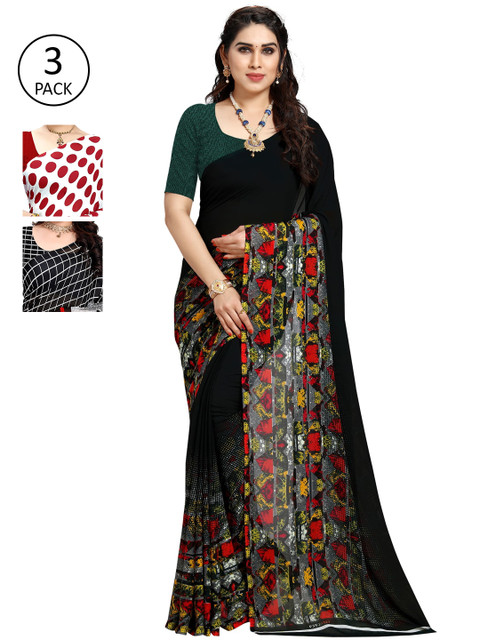 

KALINI Pack of 3 Printed Sarees, Multi