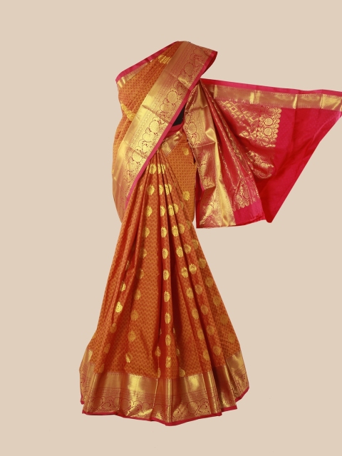 

Pothys Orange & Pink Woven Design Zari Pure Silk Kanjeevaram Saree