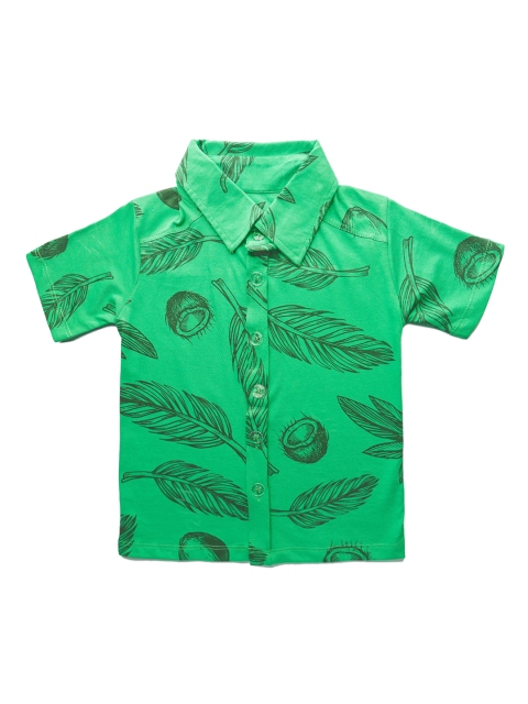 

You Got Plan B Boys Green Printed Pure Cotton Casual Shirt