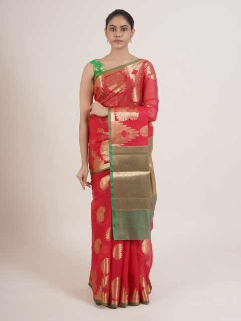 

Pothys Red & Gold-Toned Woven Design Saree