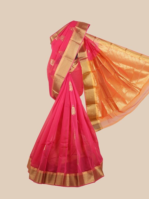 

Pothys Pink & Golden Ethnic Motif Woven Design Zari Saree