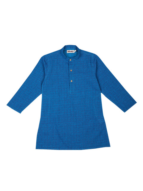 

Fabindia Boys Blue Geometric Print Cotton Kurta