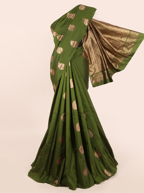 

Pothys Olive Green & Golden Ethnic Motifs Saree