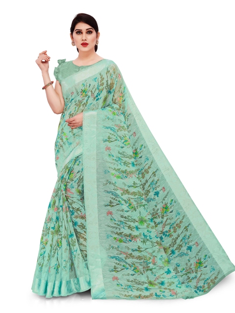 

KALINI Green & Blue Floral Bagh Saree