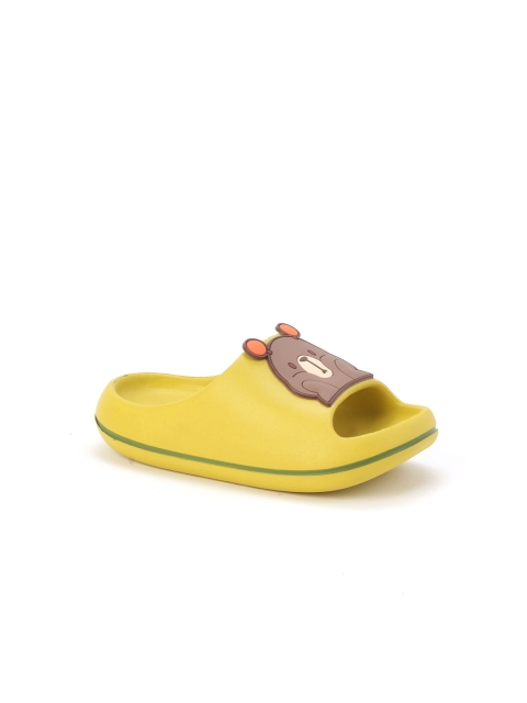 

Lil Lollipop Kids Mustard & Brown Printed Rubber Sliders