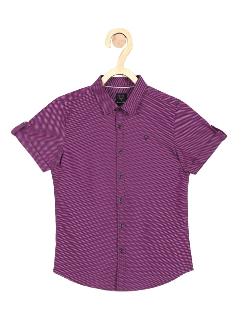 

Allen Solly Junior Boys Purple & White Slim Fit Printed Pure Cotton Casual Shirt