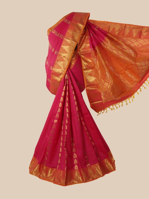 

Pothys Pink & Gold-Toned Woven Design Pure Silk Kanjeevaram Saree
