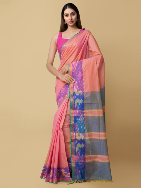 

Unnati Silks Pink & Blue Mangalagiri Saree