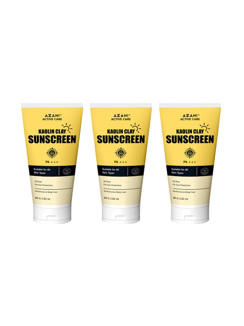 

Azani Active Care Pack of 3 Kaolin Clay SunScreen - SPF 50 80gm each, White