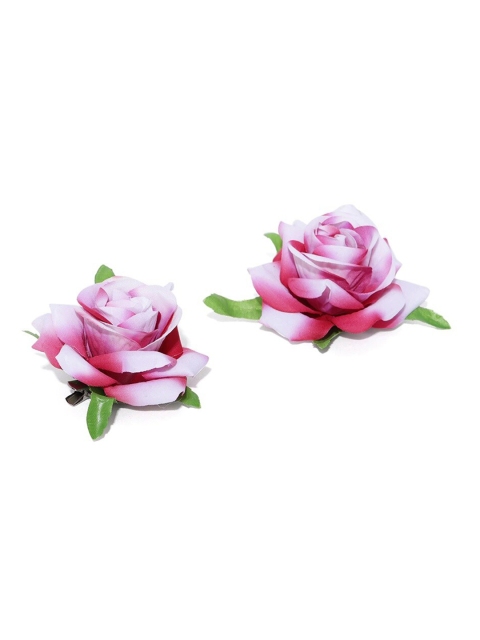 

Priyaasi Women Magenta Set of 2 Flower Alligator Hair Clip