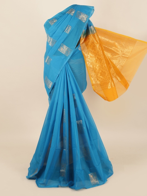 

Pothys Blue & Yellow Woven Design Silk Cotton Saree
