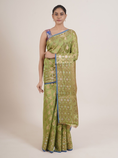 

Pothys Green & Gold-Toned Woven Design Saree